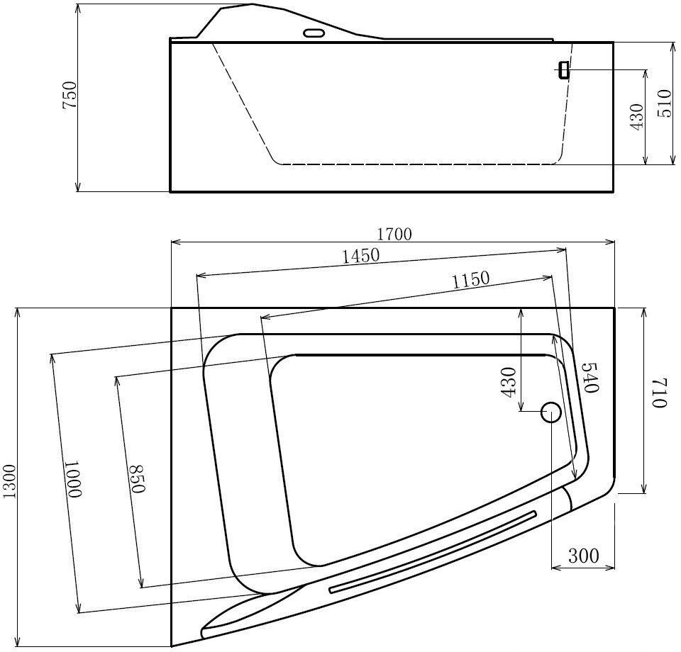 Акриловая ванна Gemy G9056 K L