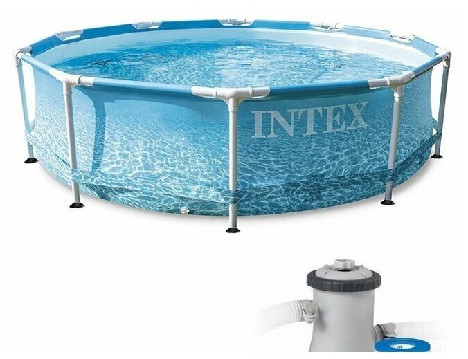 Каркасный бассейн Intex Metal Frame Beachside / 28208 (305х76) (c фильтром и насосом)