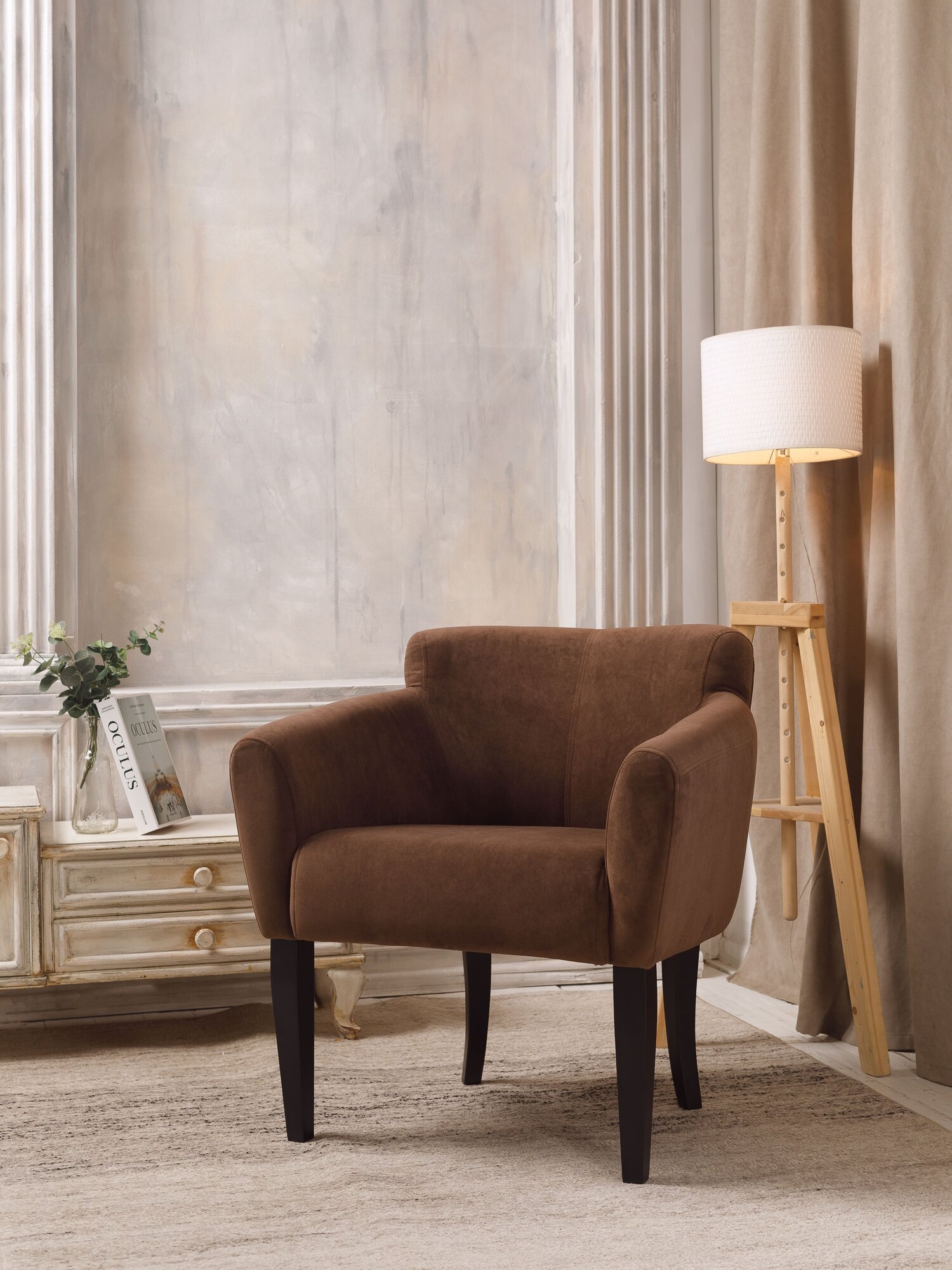 Кресло Сильва коричневое, винтажное для отдыха, для дома и дачи, в гостиную, в спальню, для детской, для кухни