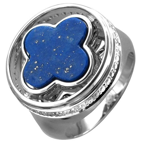 фото Эстет кольцо с лазуритом и бриллиантами из белого золота 01к6213305-2, размер 17