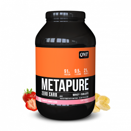 QNT Metapure Zero Carb 908g Strawberry-Banana / Изолят сывороточного протеина"Метапьюр Зеро Карб" 908гр клубника-банан