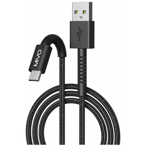 Кабель для зарядки USB-Micro USB Mivo MX-47M, 1м, 2.4 А, с нейлоновой оплёткой дата кабель с нейлоновой оплёткой satechi usb c 2 м фиолетовый purple