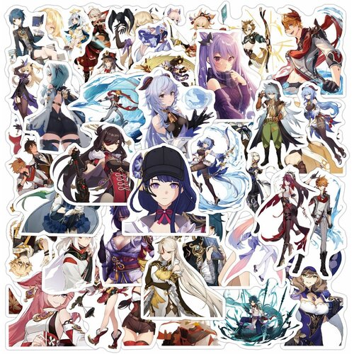 Наклейки Аниме / Геншин Импакт / Genshin Impact / водостойкие / 50шт (3-6см), C