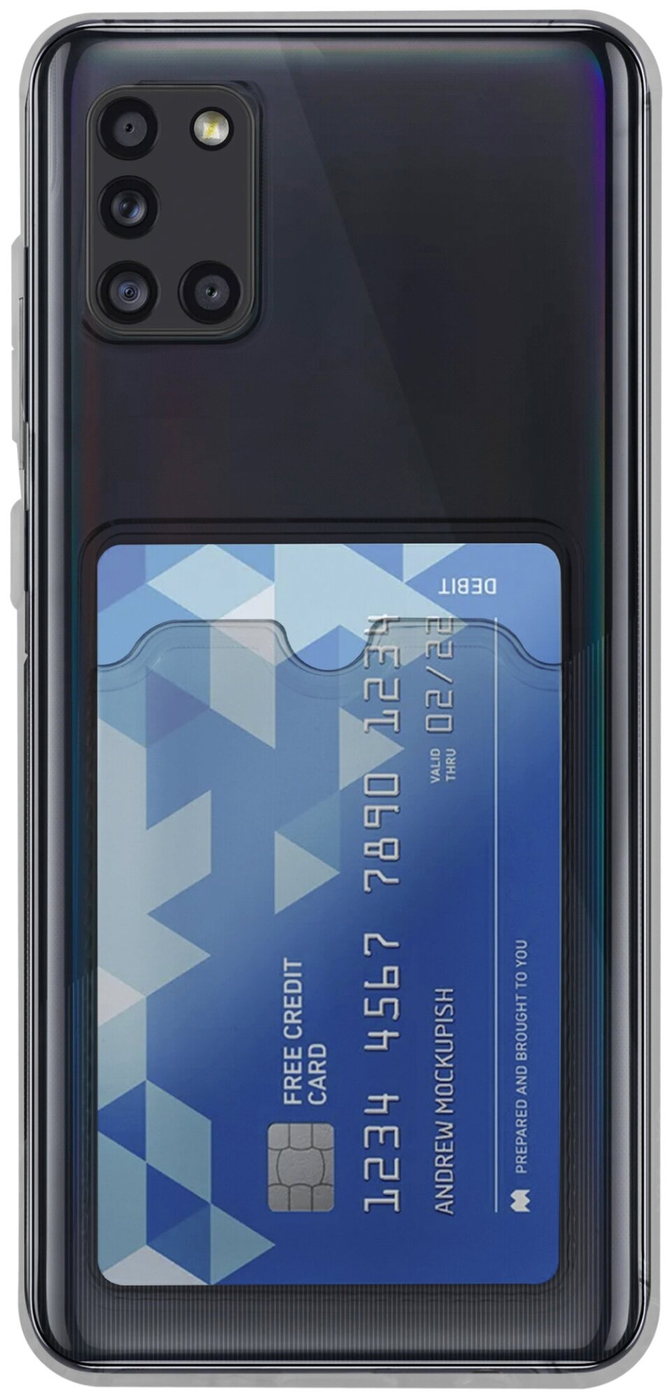 Защитный силиконовый чехол с кармашком для Samsung Galaxy A51 / Бампер для смарфона Самсунг Галакси А51 с картхолдером для банковских карт черный