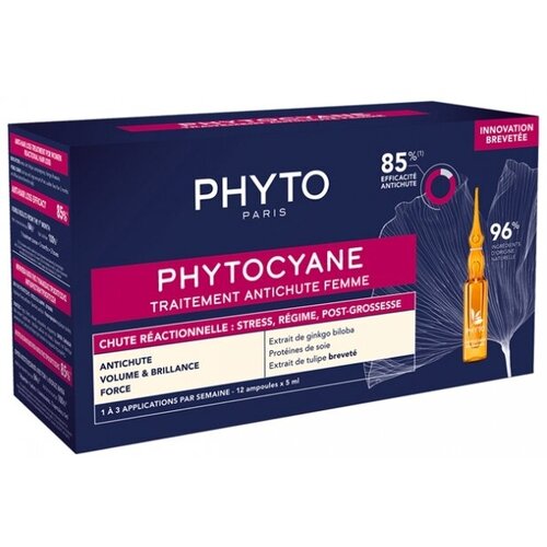phyto набор фитоциан для реакционного выпадения волос жен 2 элемента PHYTO фитоциан сыворотка против выпадения волос для женщин в ампулах, 12х5 мл