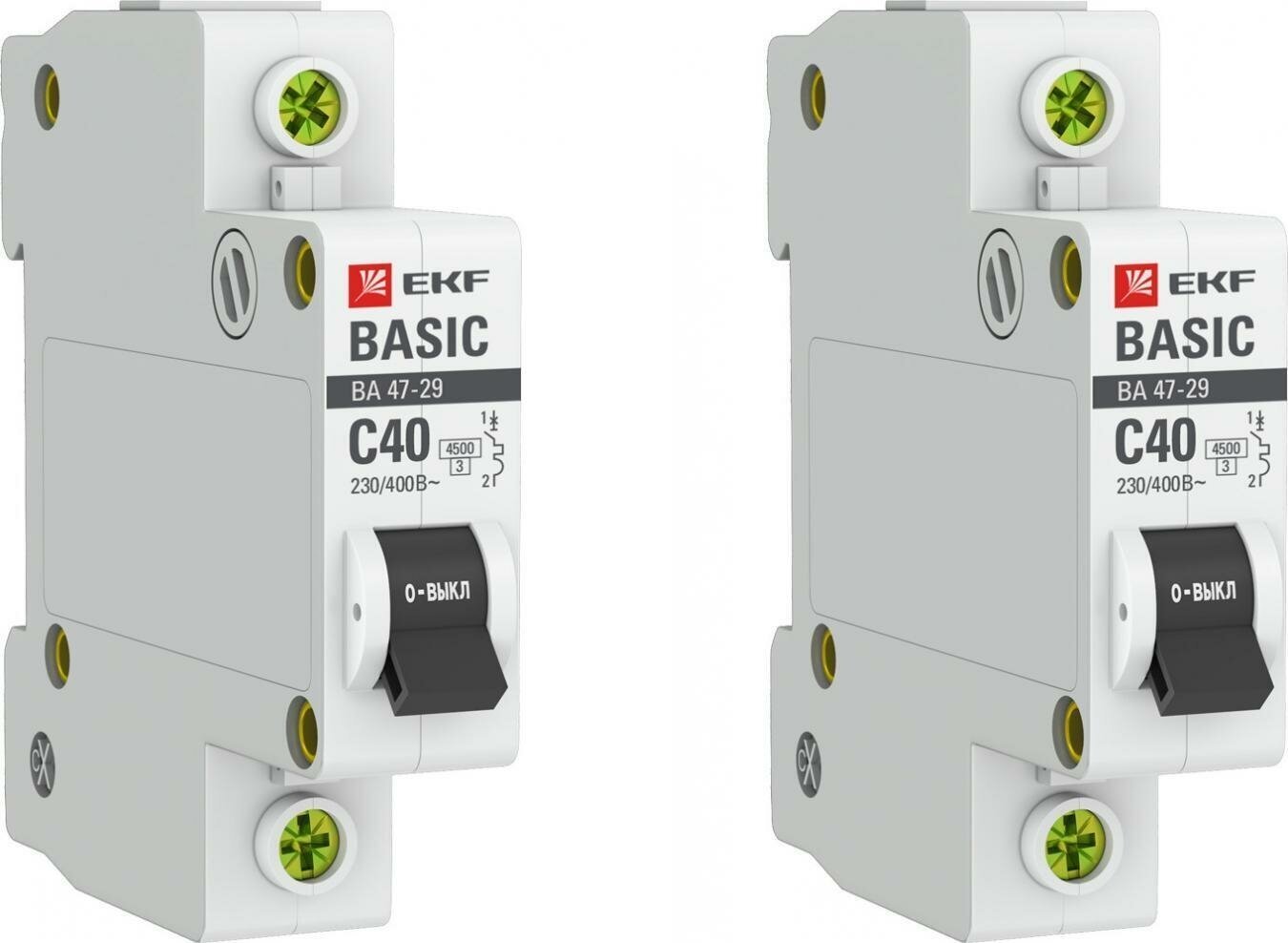 Автоматический выключатель EKF 1P 40А (C) 4,5kA ВА 47-29 EKF Basic 2 штуки