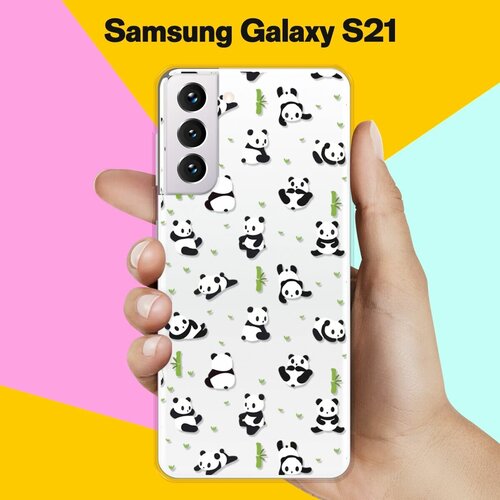 Силиконовый чехол Панды на Samsung Galaxy S21 силиконовый чехол на samsung galaxy note 8 самсунг галакси нот 8 семейство панды