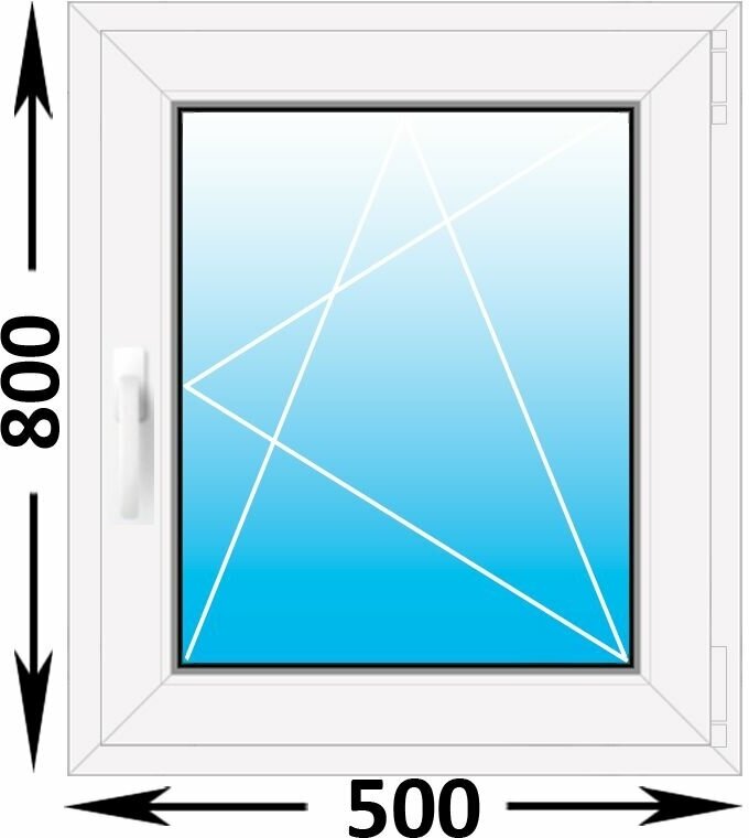 Пластиковое окно MELKE Lite 60 одностворчатое 500x800, с двухкамерным стеклопакетом (ширина Х высота) (500Х800)