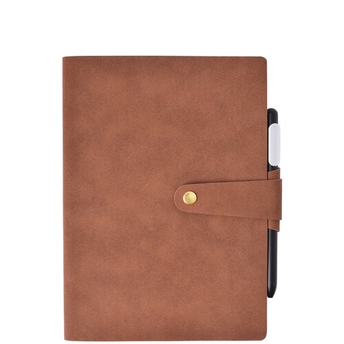 Бизнес-блокнот Artlez Snail Book-M, коричневый, А5, с ручкой, экокожа нубук