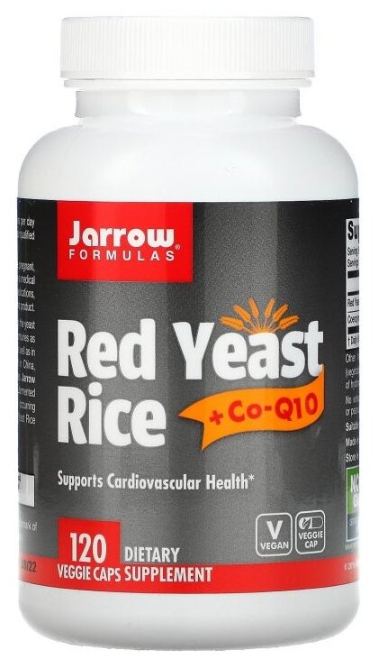 Капсулы Jarrow Formulas Red Yeast Rice+Co-Q10, 150 г, 120 шт.