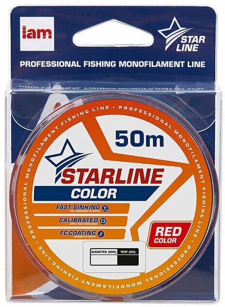 Зимняя леска для рыбалки / леска для зимней рыбалки Starline Color 50м 0,080mm/0,9 кг/красный