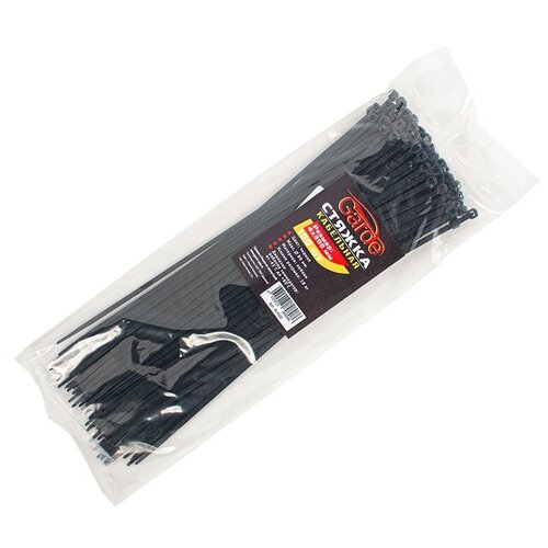 Хомут пластмассовый 4х300 ленточный Garde 100шт черный BL4300 780₽