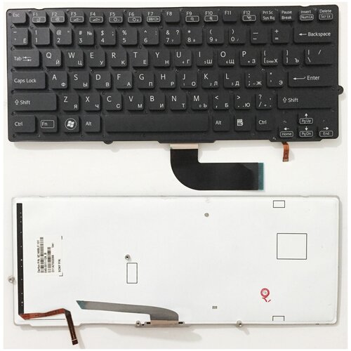 Клавиатура для ноутбука Sony Vaio VPC-SB, VPC-SD черная, без рамки, с подсветкой клавиатура для ноутбука sony vaio vpc sd vpc sb черная с подсветкой