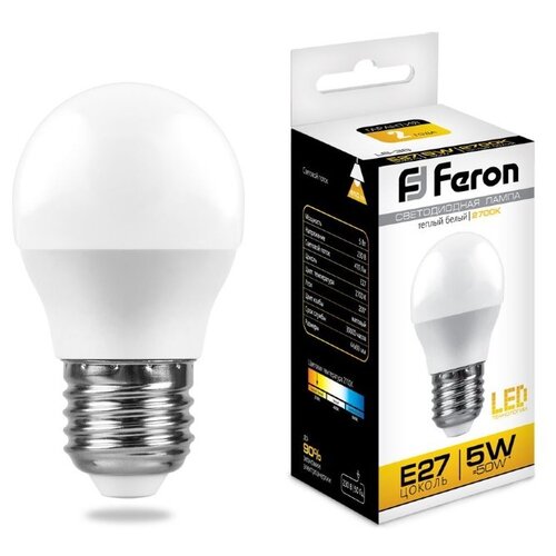 фото Лампа светодиодная Feron E27, G45, 5Вт