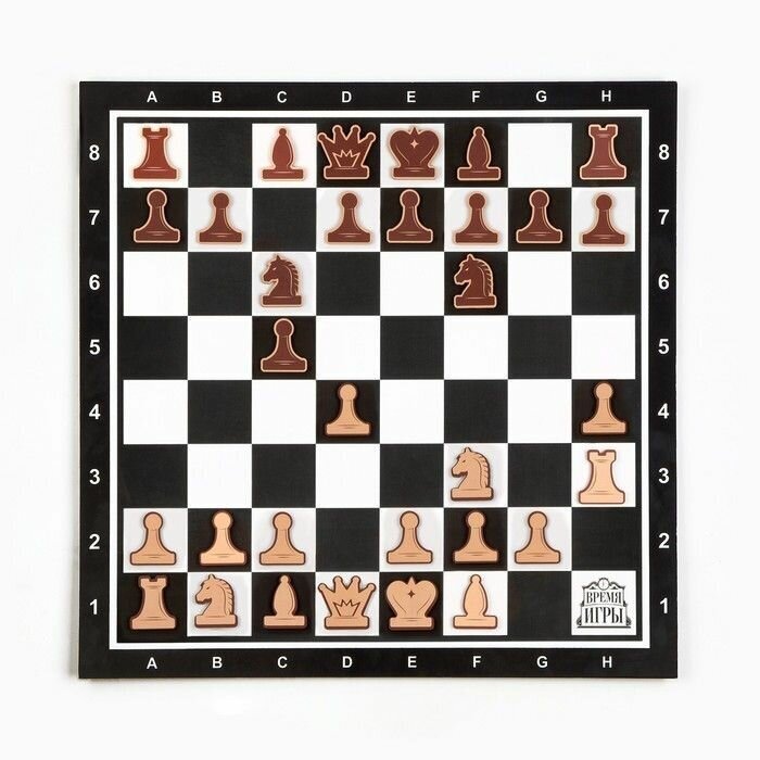 Демонстрационные шахматы "Время игры" на магнитной доске 32 шт поле 40 х 40 см черные