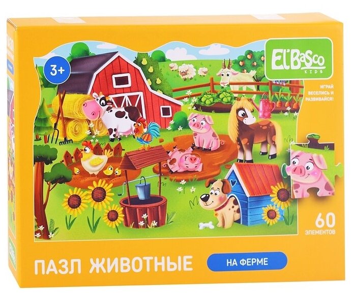 Пазл El BascoToys "На ферме", 60 элементов, в коробке (ET01-021)