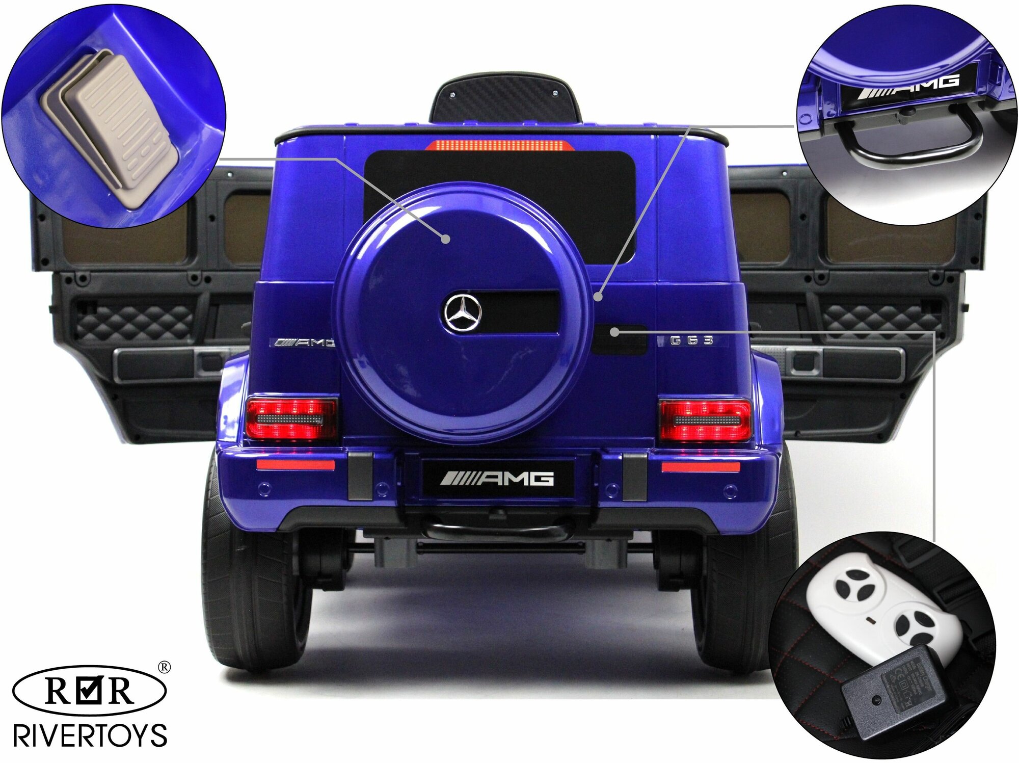 RiverToys Детский электромобиль Mercedes-Benz G63 (K999KK) синий глянец