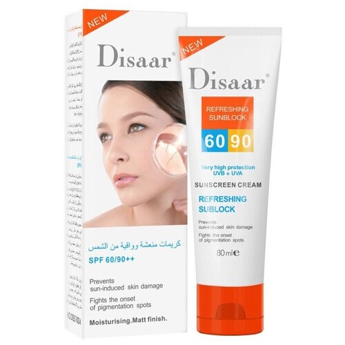 Disaar Крем Солнцезащитный Refreshing SunBlock SPF 60/90 Увлажняющий, Матирующий 80 мл