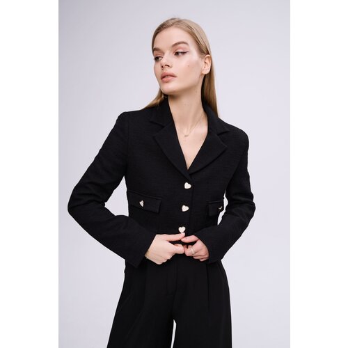 Пиджак Charmstore, укороченный, силуэт прямой, размер M, черный