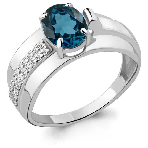 Кольцо Diamant online, серебро, 925 проба, топаз, фианит, размер 19.5