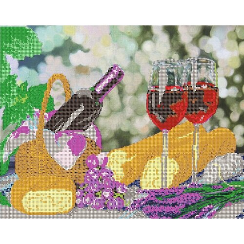 Вышивка бисером картины Натюрморт с вином 39*31см