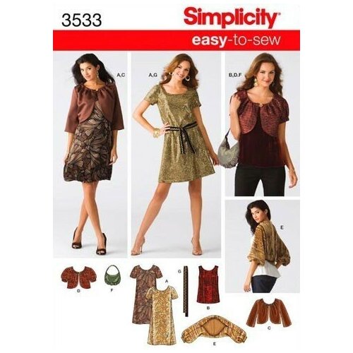 Выкройка Simplicity №3533 Платье, Топ, Кофта, Сумка