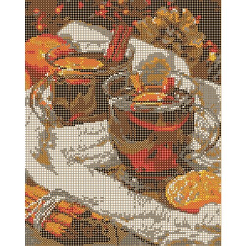 Вышивка бисером картины Чай, мандарин и корица 24*30см