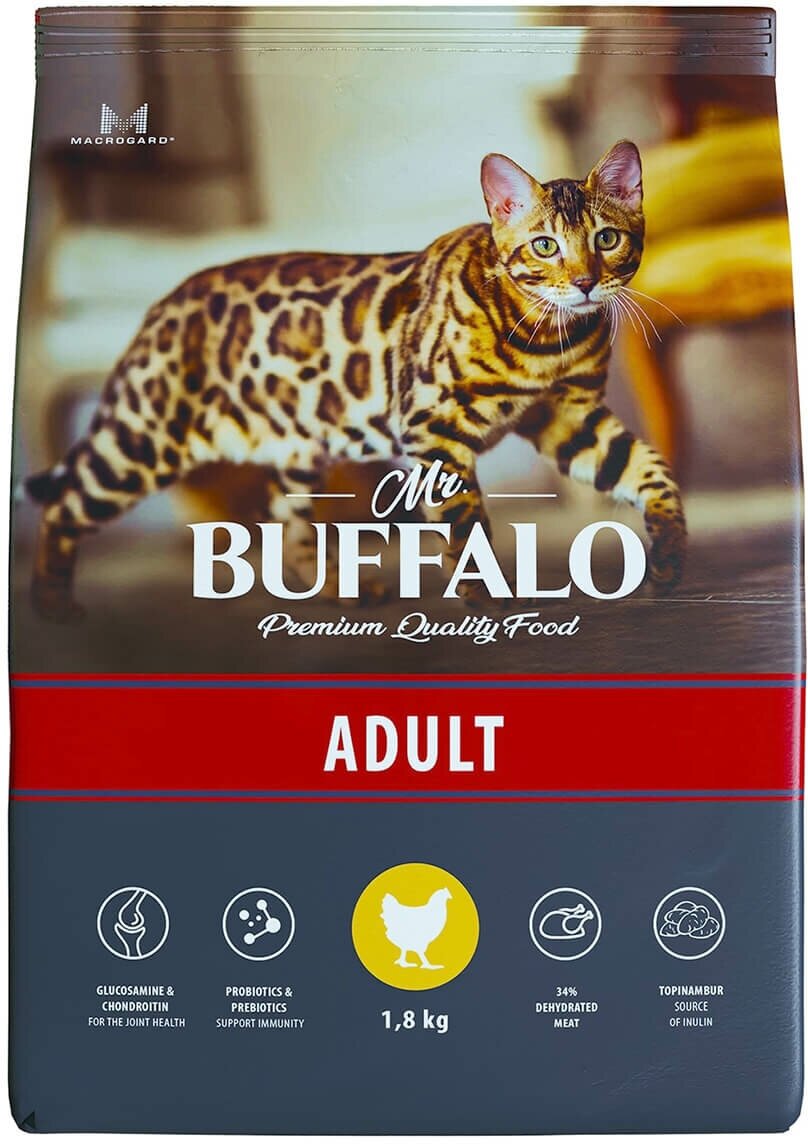 Сухой корм Mr.Buffalo Adult для кошек, с курицей, 1,8 кг