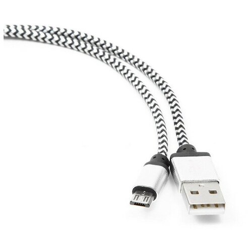 Cablexpert Кабель Cablexpert CC-mUSB2sr1m, microUSB - USB, 1 м, зарядка + передача данных, серебристый кабель cablexpert usb microusb cc usb2 ammumm 1m 1 м белый