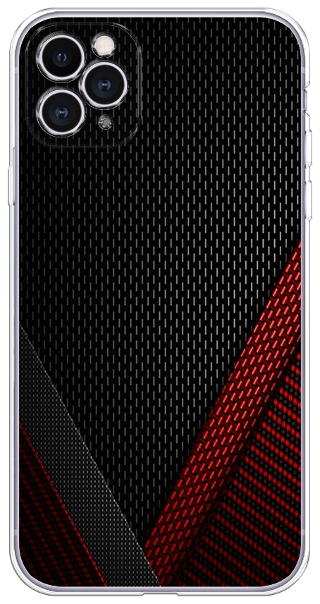 Силиконовый чехол на Apple iPhone 11 Pro Max / Айфон 11 Про Макс "Красный карбон"