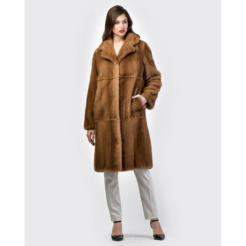 Пальто Mala Mati, норка, силуэт прямой, карманы, размер 44, коричневый