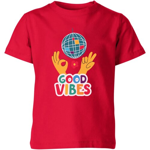 Футболка Us Basic, размер 4, красный детская футболка на волне позитива good vibes 152 красный