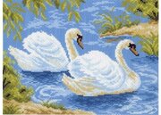 Канва с рисунком для вышивки крестом матренин посад Тундровые лебеди, 17*24см, 1шт