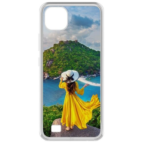 Чехол-накладка Krutoff Clear Case Платье летнее женское для Realme C20