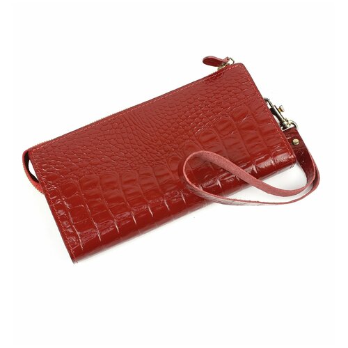 фото Кошелек женский, кроко 01-пр420-70, натуральная кожа, цвет красный