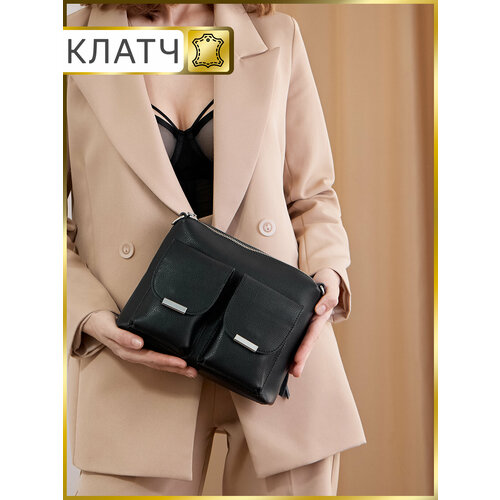 фото Сумка клатч clutch_black_001, фактура зернистая, черный lan'kin