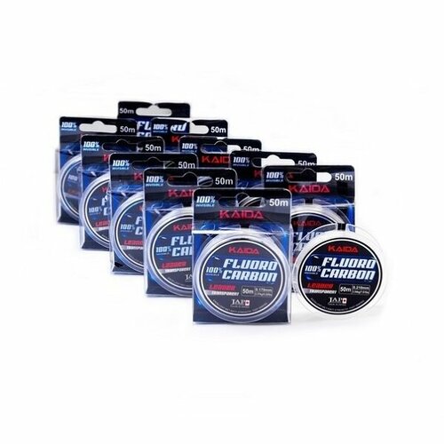 Леска Kaida Fluorocarbon 0.450 мм. 50 метров. флюорокарбоновая леска salmo ice soft fluorocarbon d 0 235 мм 30 м 4 14 кг прозрачный 1 шт