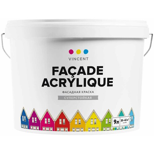 VINCENT FACADE ACRYLIQUE F 2 краска фасадная суперстойкая база А 08л 845₽