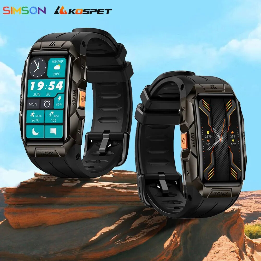фото Умные часы Kospet TANK X1 Водонепроницаемость 10 АТМ IP69K,37mm, Черный
