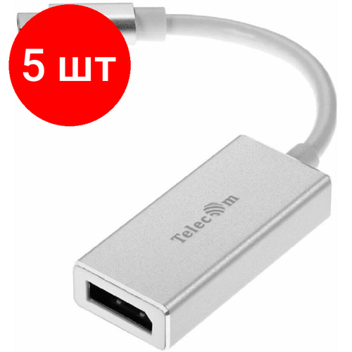 Комплект 5 штук, Кабель адаптер USB3.1 Type-Cm --> DP(f) 4K,60Hz, All Shell, Telecom