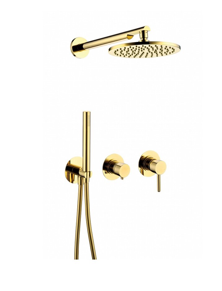 Душевая система со встраиваемым смесителем Grocenberg GB5090GO Золото глянец