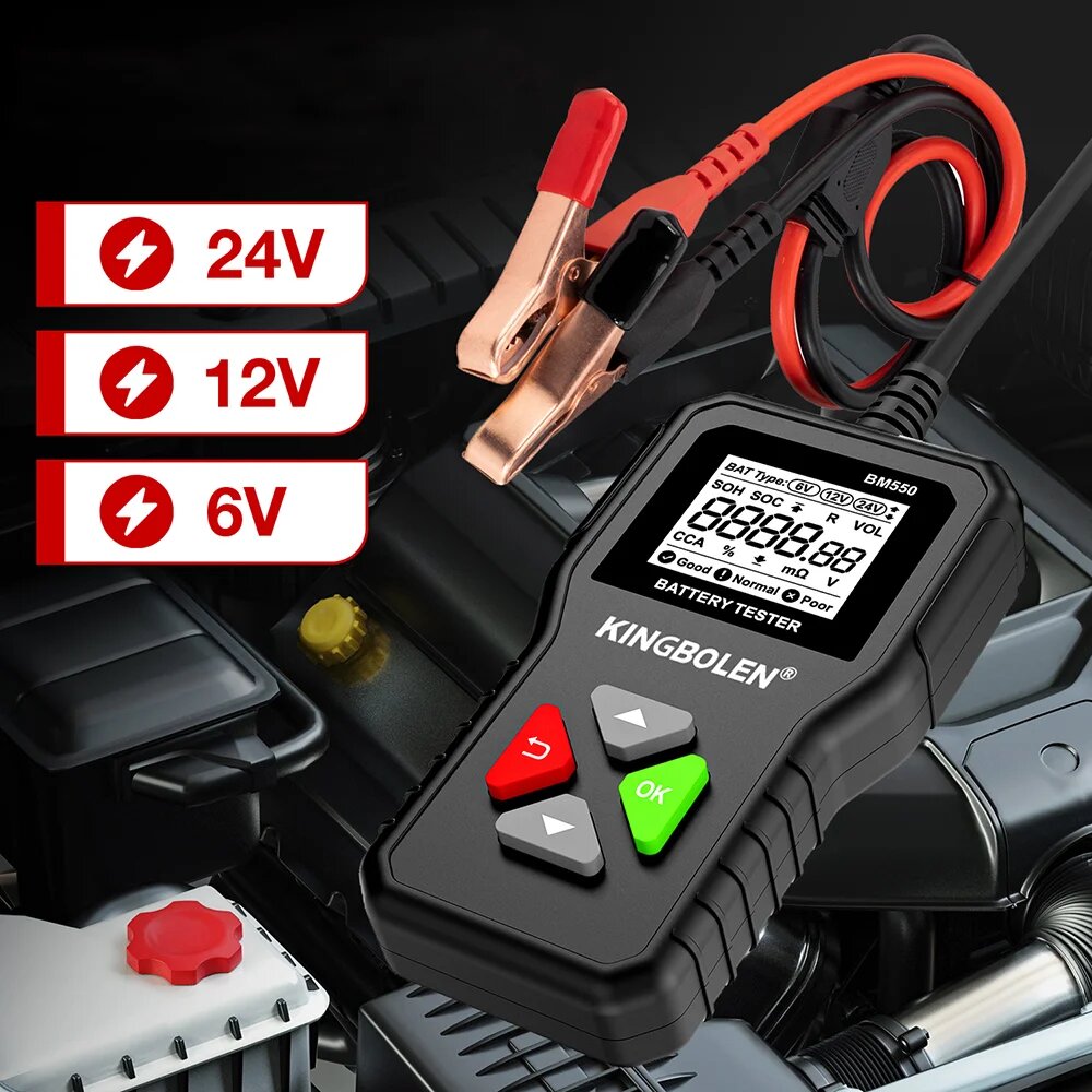 Тестер автомобильного аккумулятора KINGBOLEN BM500 6В 12В 24В
