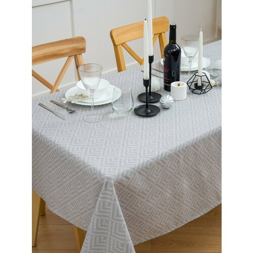 Скатерть на стол хлопок, Вселенная текстиля, № 1549-2 Ромбы, 120х150 см, Рогожка, Подарок на 8 марта, Подарок для мамы и бабушки