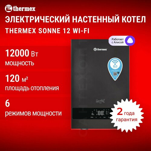Электрический котел Thermex Sonne 12 настенный Wi-Fi темно-серый 49990₽