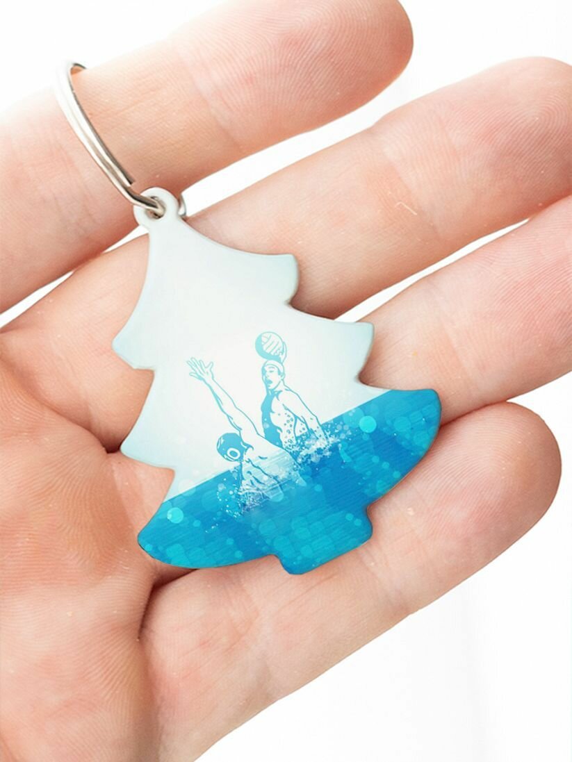 Брелок для ключей Елка с принтом Водное Поло игрушка на елку