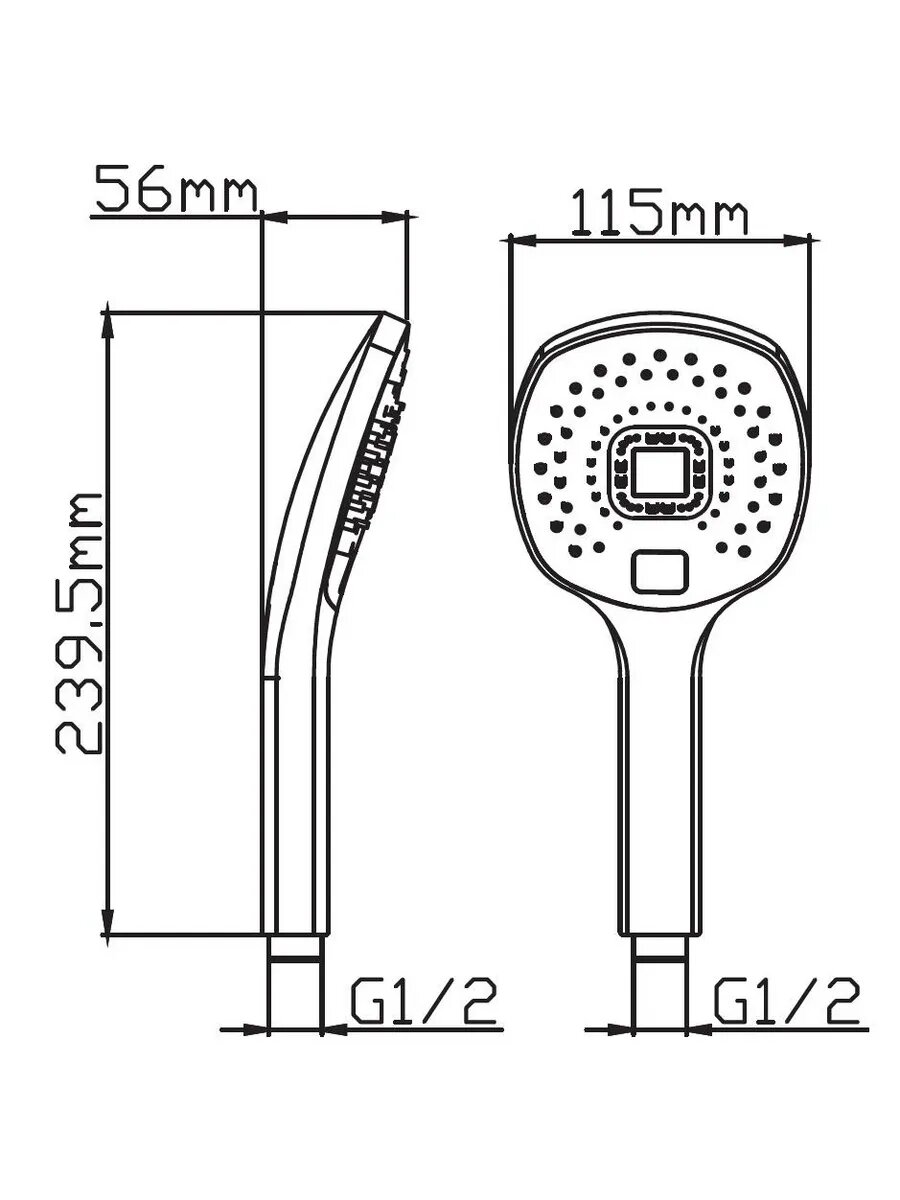Лейка душевая Diadonna, ABS-пластик, квадратная, хромированная, 2 режима — фото 1