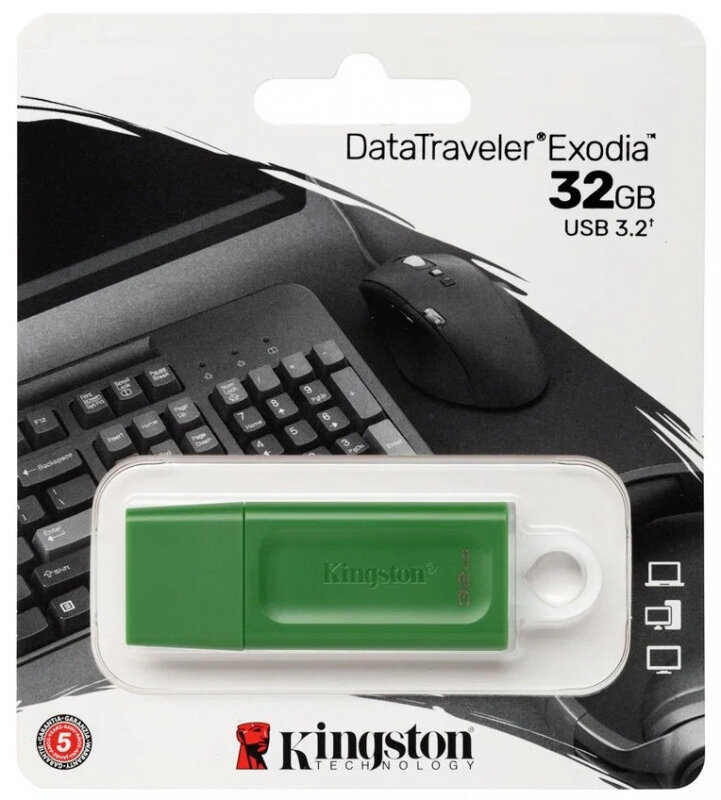 USB флешка KINGSTON 32Gb DataTraveler Exodia USB 3.2 Gen 1 green