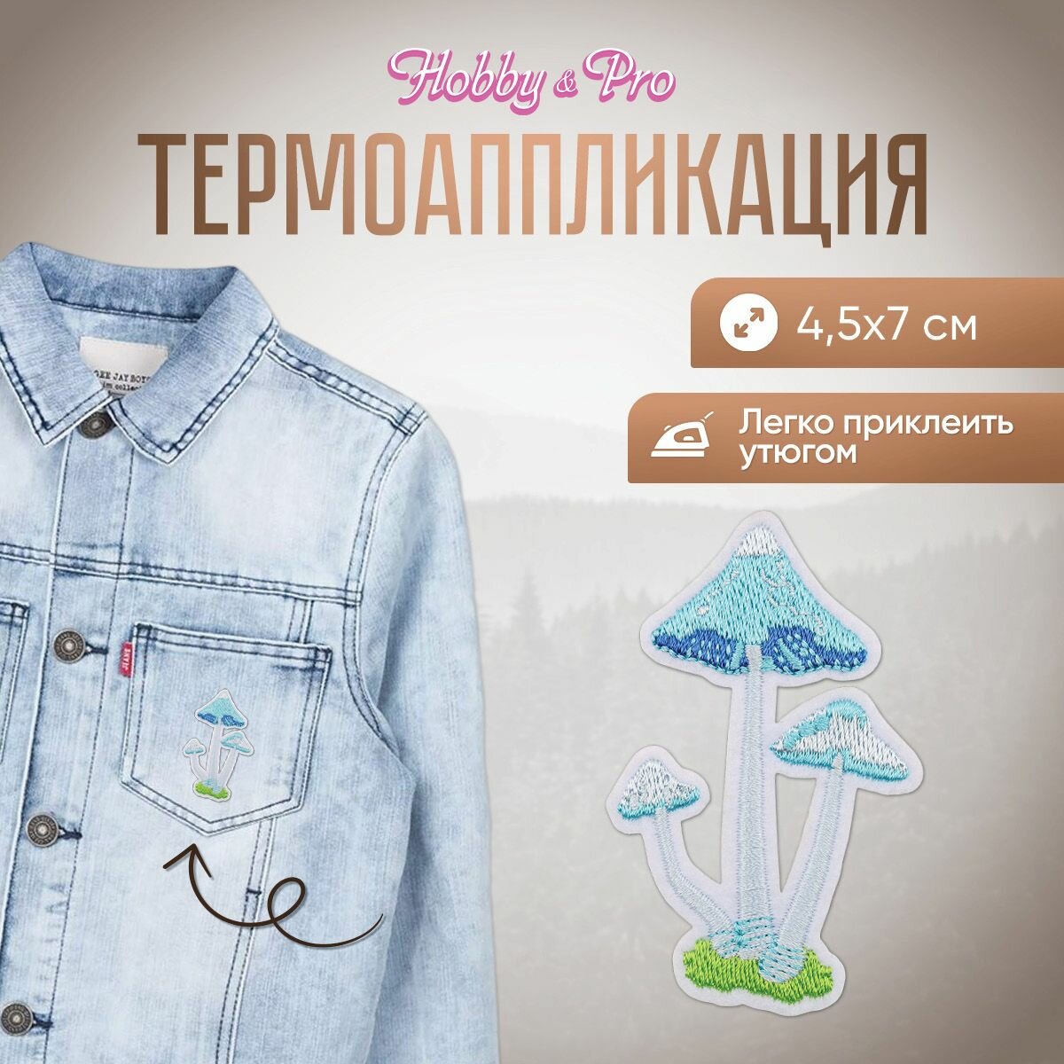 Термоаппликация на одежду Hobby&Pro 'Грибы поганки', 4,5*7 см