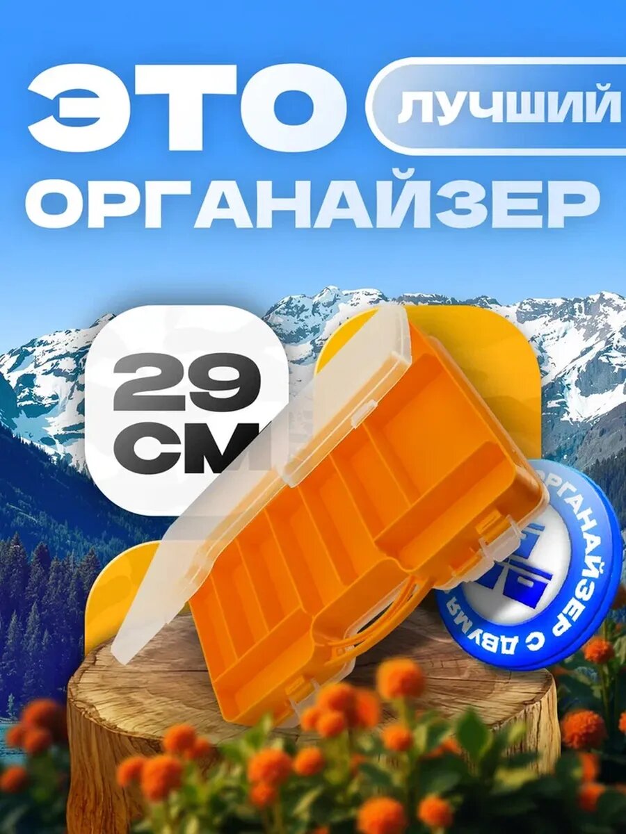 Органайзер для рыбалки 290х210х60 мм, 22 отделения, двухсторонний