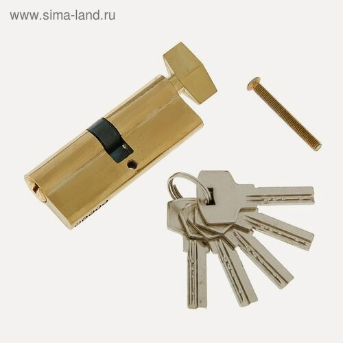 Изображение товара Цилиндровый механизм, 80 мм, с вертушкой, перфор. ключ, 5 ключей, цвет золото